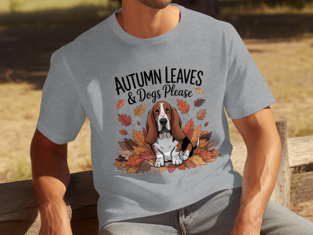 Autumn Leaves and Dogs Please Basset Hound Funny T-Shirts