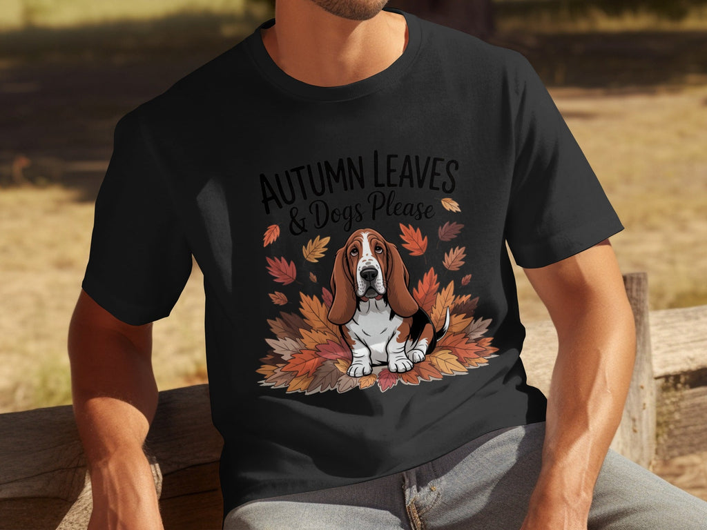 Autumn Leaves and Dogs Please Basset Hound Funny T-Shirts
