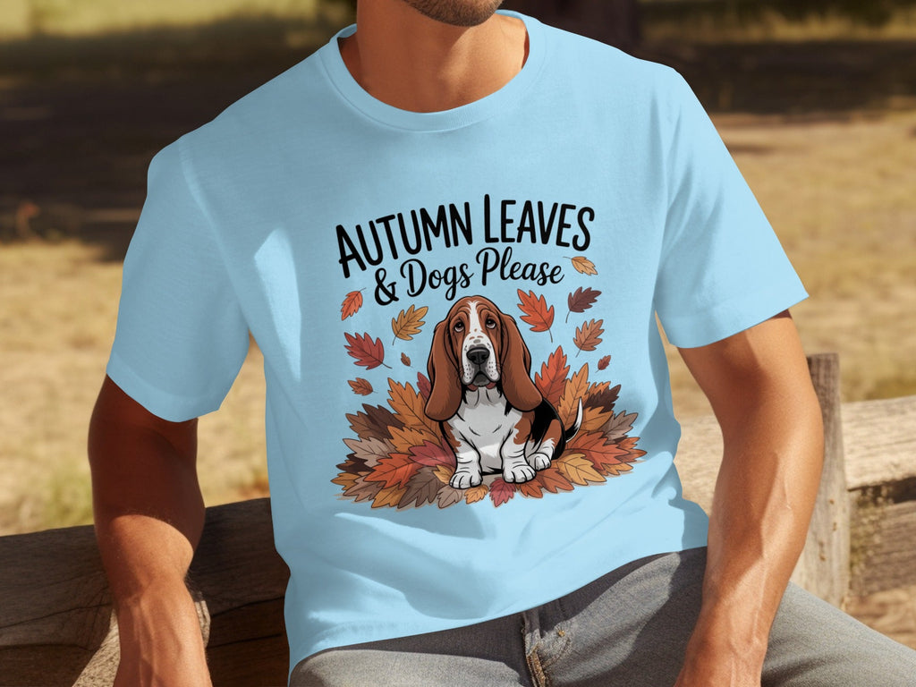 Autumn Leaves and Dogs Please Basset Hound Funny T-Shirts