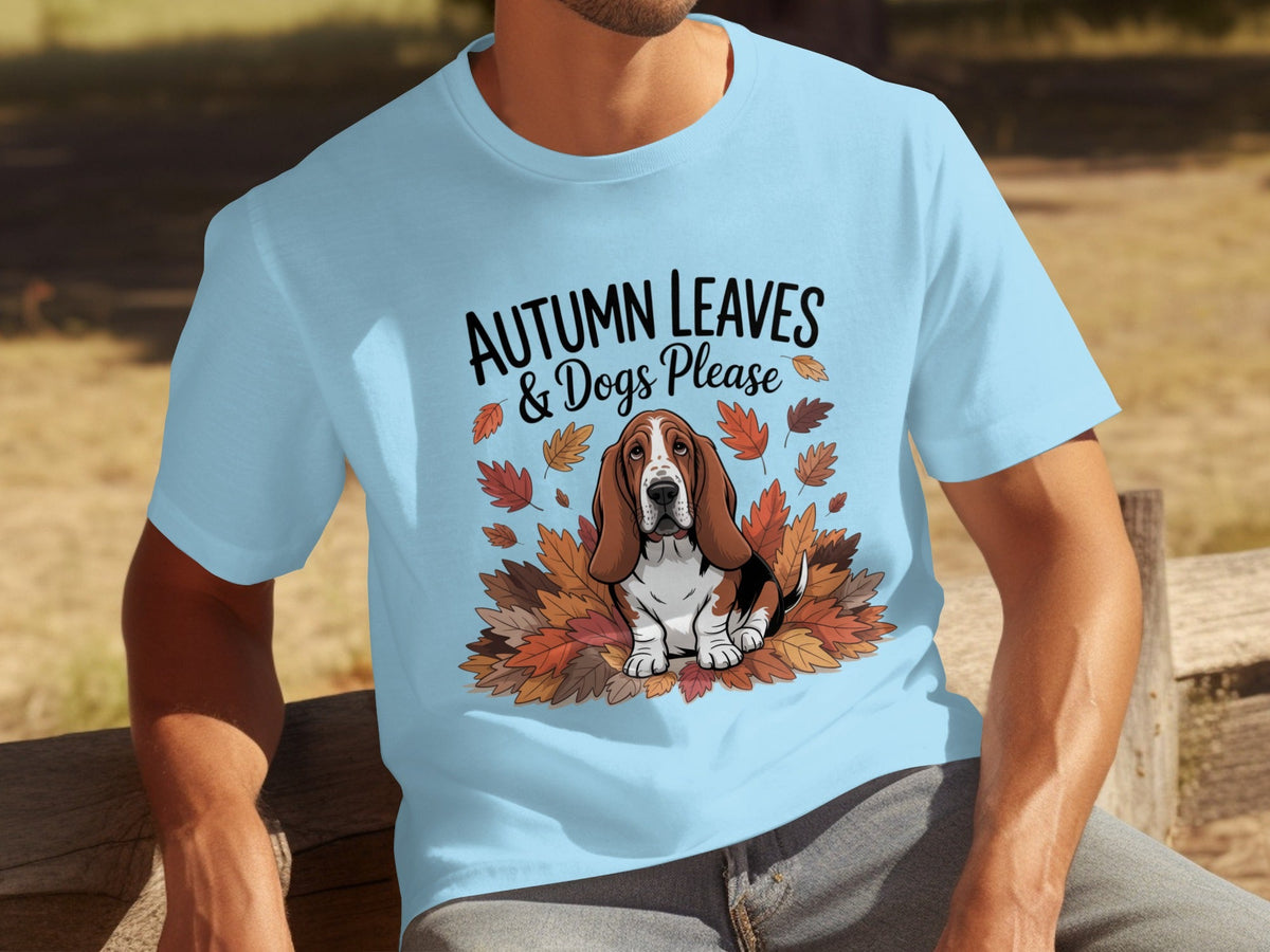 Autumn Leaves and Dogs Please Basset Hound Funny T-Shirts