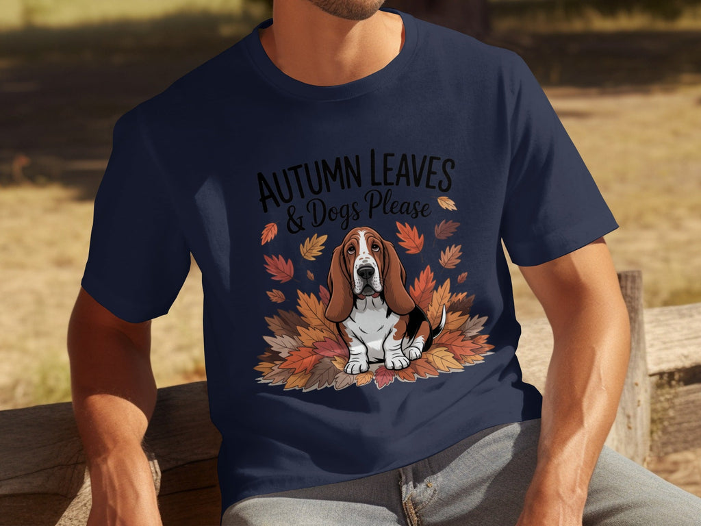 Autumn Leaves and Dogs Please Basset Hound Funny T-Shirts