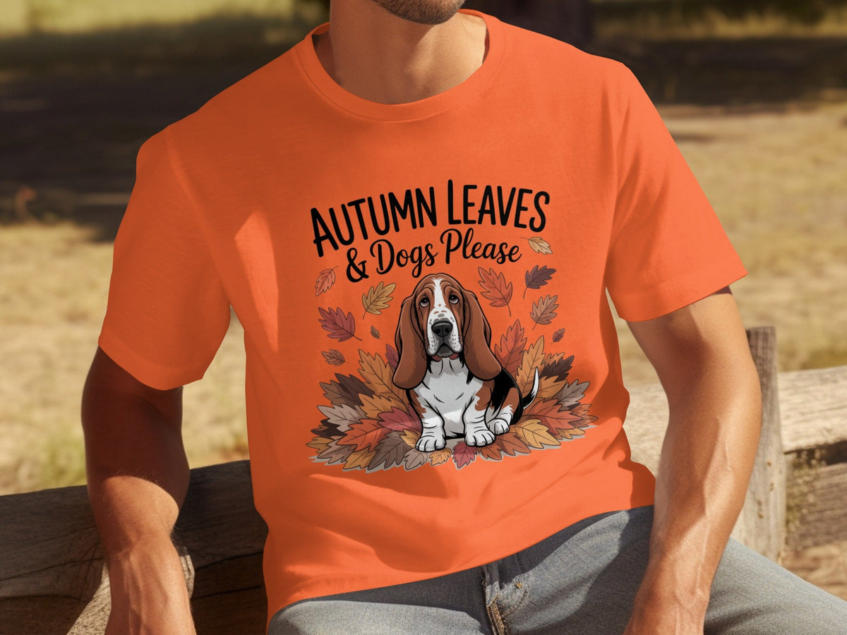 Autumn Leaves and Dogs Please Basset Hound Funny T-Shirts