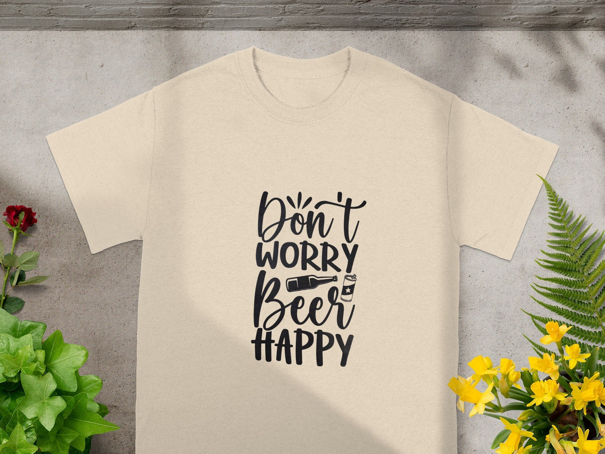 Dont Worry Beer Happy Graphic Image on White T-Shirts product image 3