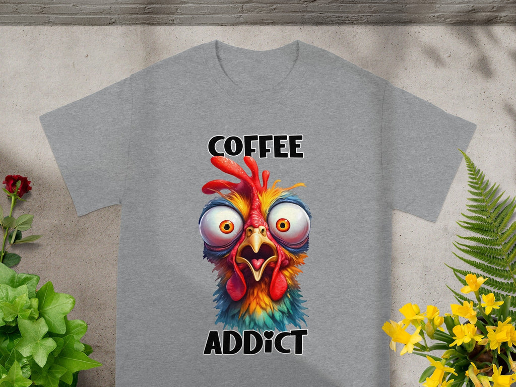 Crazy Chicken Coffee Addict Cartoon Funny T-Shirts product image 1