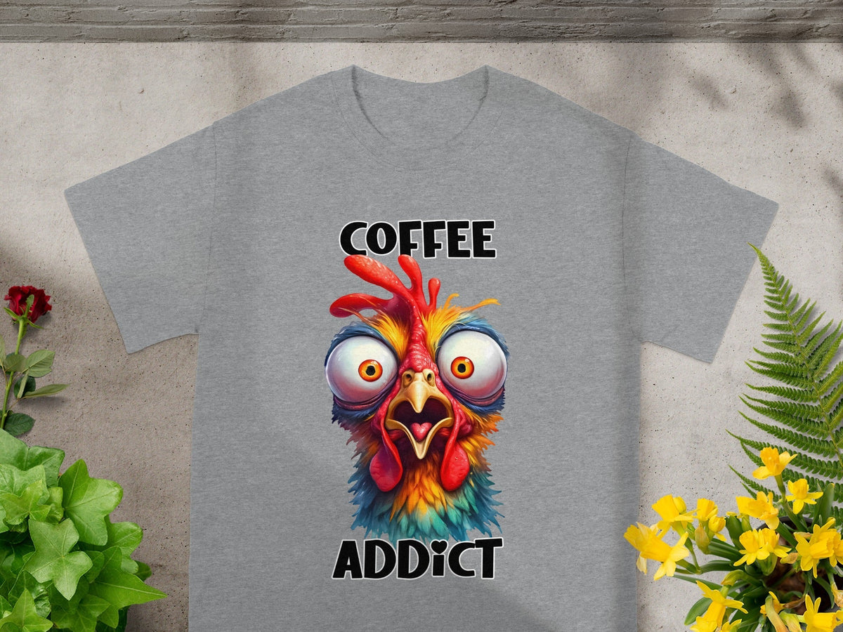 Crazy Chicken Coffee Addict Cartoon Funny T-Shirts product image 1