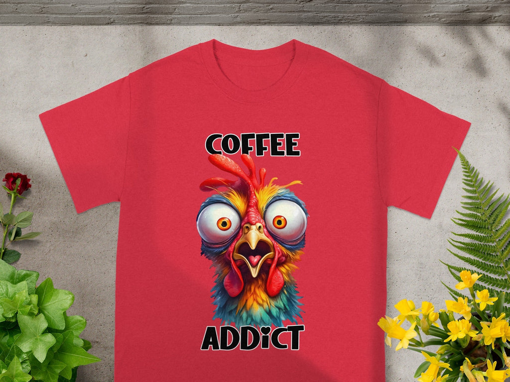 Crazy Chicken Coffee Addict Cartoon Funny T-Shirts product image 11