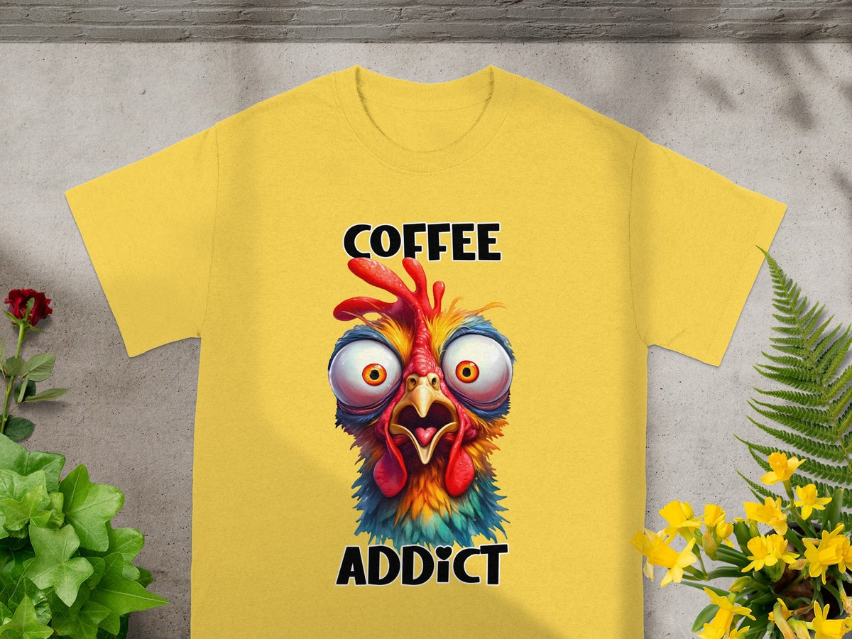 Crazy Chicken Coffee Addict Cartoon Funny T-Shirts product image 5