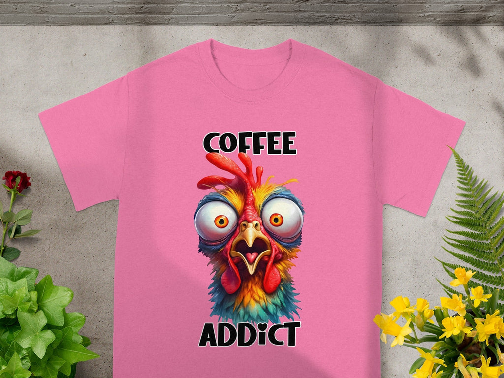 Crazy Chicken Coffee Addict Cartoon Funny T-Shirts product image 7
