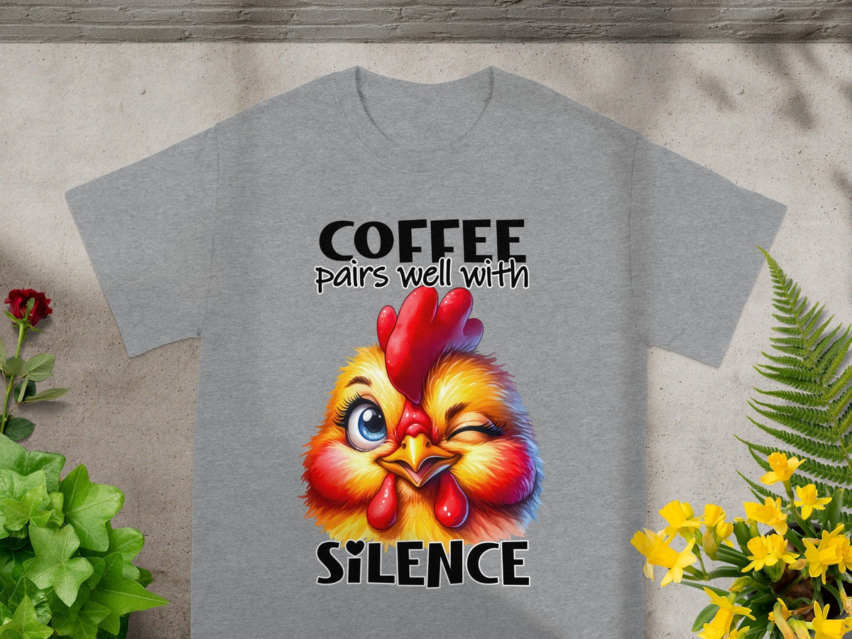 Coffee Pairs Well With Silence Chicken Funny Animal T-Shirts