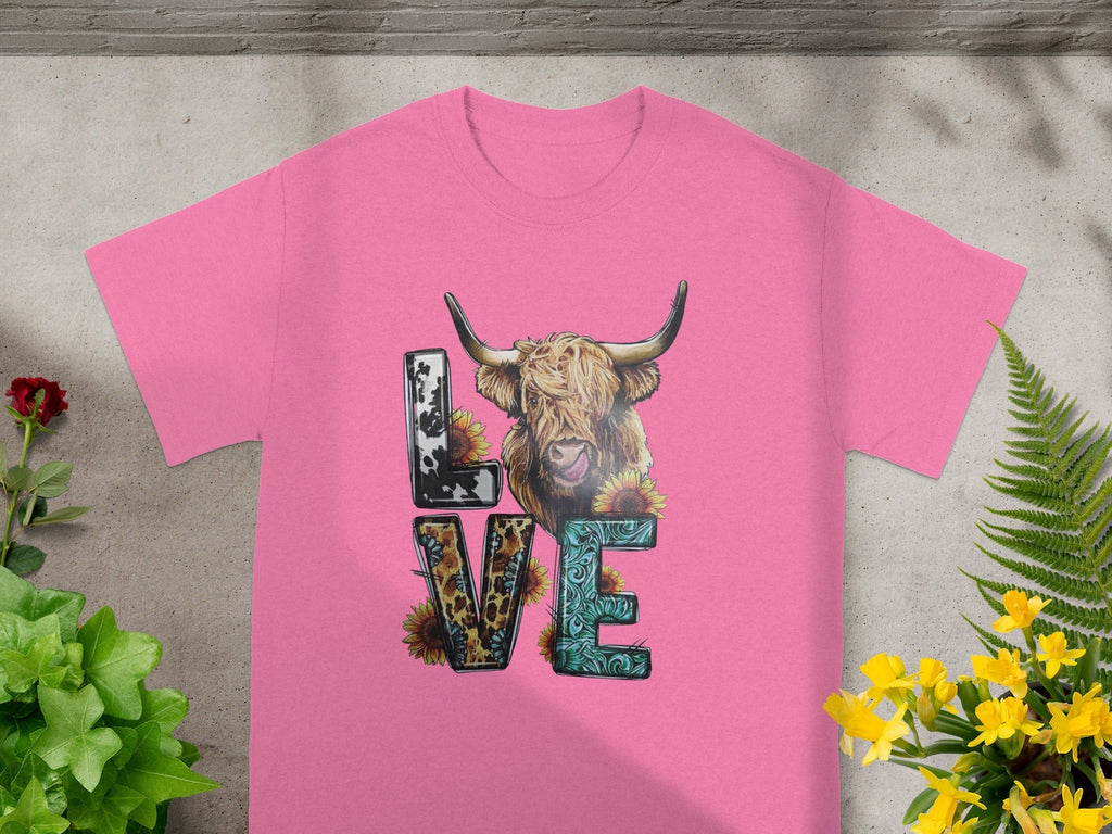 Cow Love Letters with Sunflowers Funny Graphic Design T-Shirts