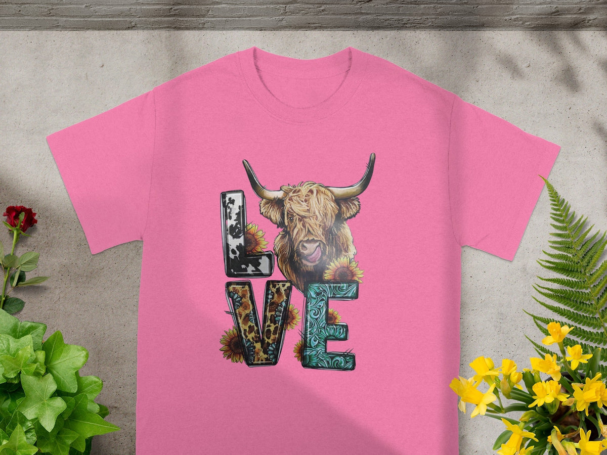 Cow Love Letters with Sunflowers Funny Graphic Design T-Shirts
