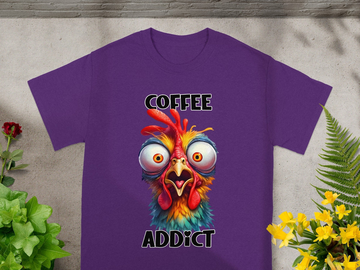 Crazy Chicken Coffee Addict Cartoon Funny T-Shirts product image 12