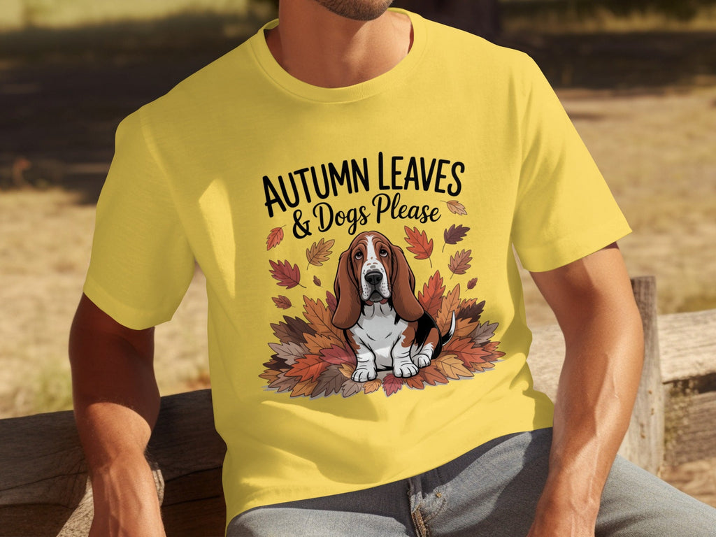 Autumn Leaves and Dogs Please Basset Hound Funny T-Shirts