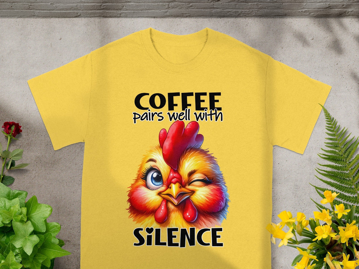 Coffee Pairs Well With Silence Chicken Funny Animal T-Shirts