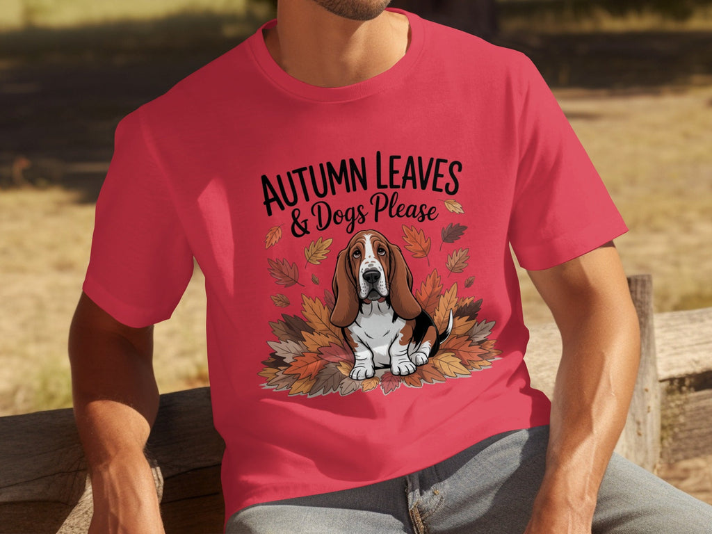 Autumn Leaves and Dogs Please Basset Hound Funny T-Shirts