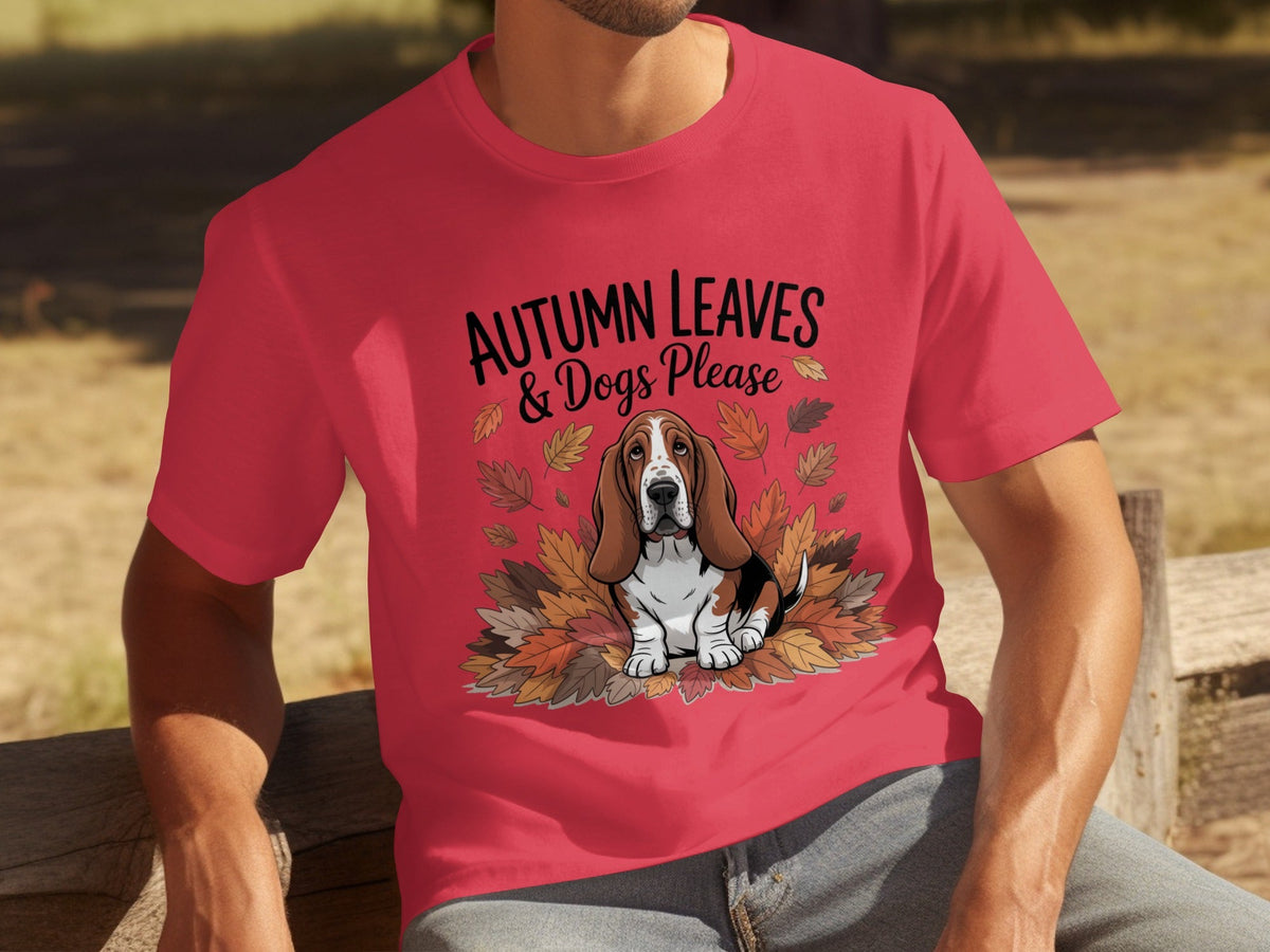Autumn Leaves and Dogs Please Basset Hound Funny T-Shirts