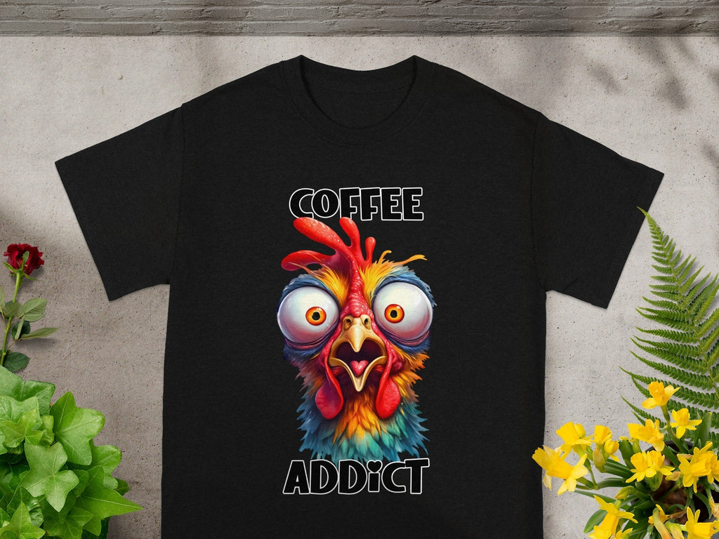 Crazy Chicken Coffee Addict Cartoon Funny T-Shirts product image 13
