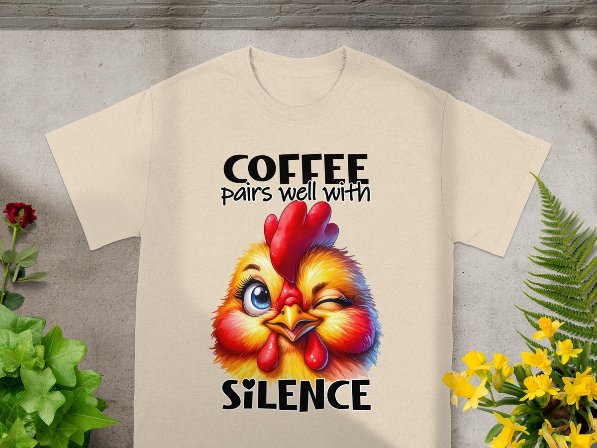 Coffee Pairs Well With Silence Chicken Funny Animal T-Shirts