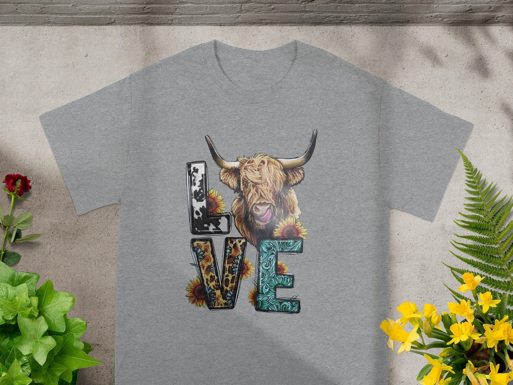 Cow Love Letters with Sunflowers Funny Graphic Design T-Shirts