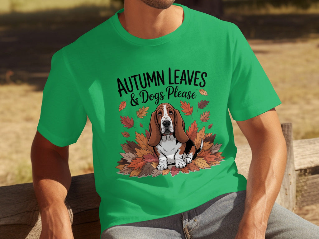 Autumn Leaves and Dogs Please Basset Hound Funny T-Shirts