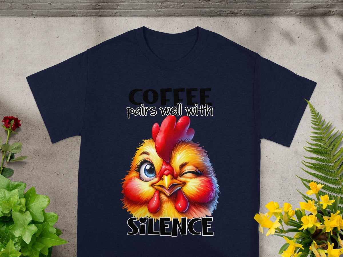 Coffee Pairs Well With Silence Chicken Funny Animal T-Shirts