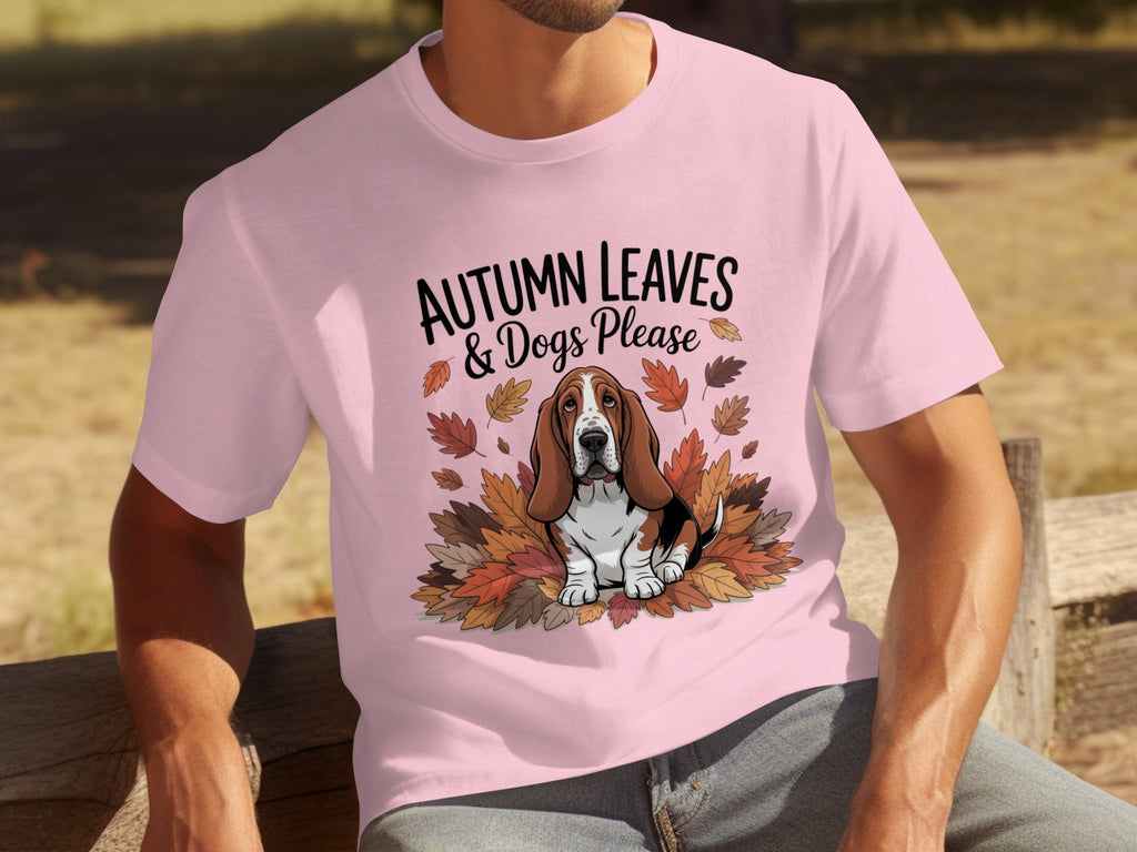 Autumn Leaves and Dogs Please Basset Hound Funny T-Shirts