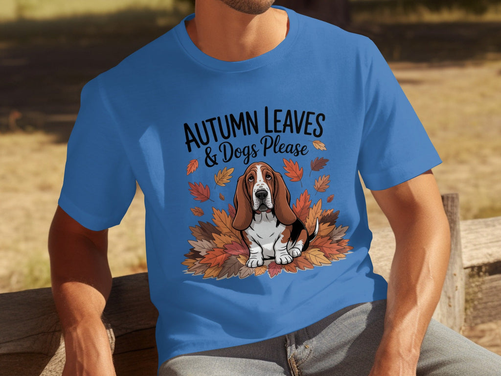 Autumn Leaves and Dogs Please Basset Hound Funny T-Shirts
