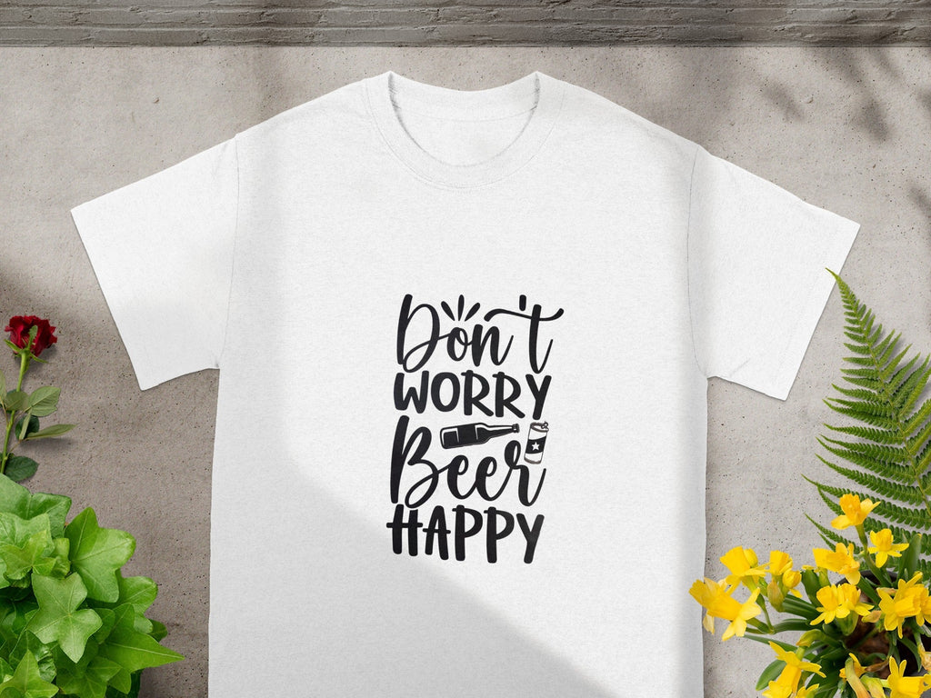 Dont Worry Beer Happy Graphic Image on White T-Shirts product image 2