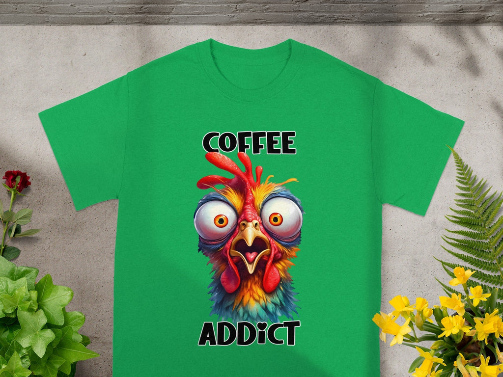 Crazy Chicken Coffee Addict Cartoon Funny T-Shirts product image 10