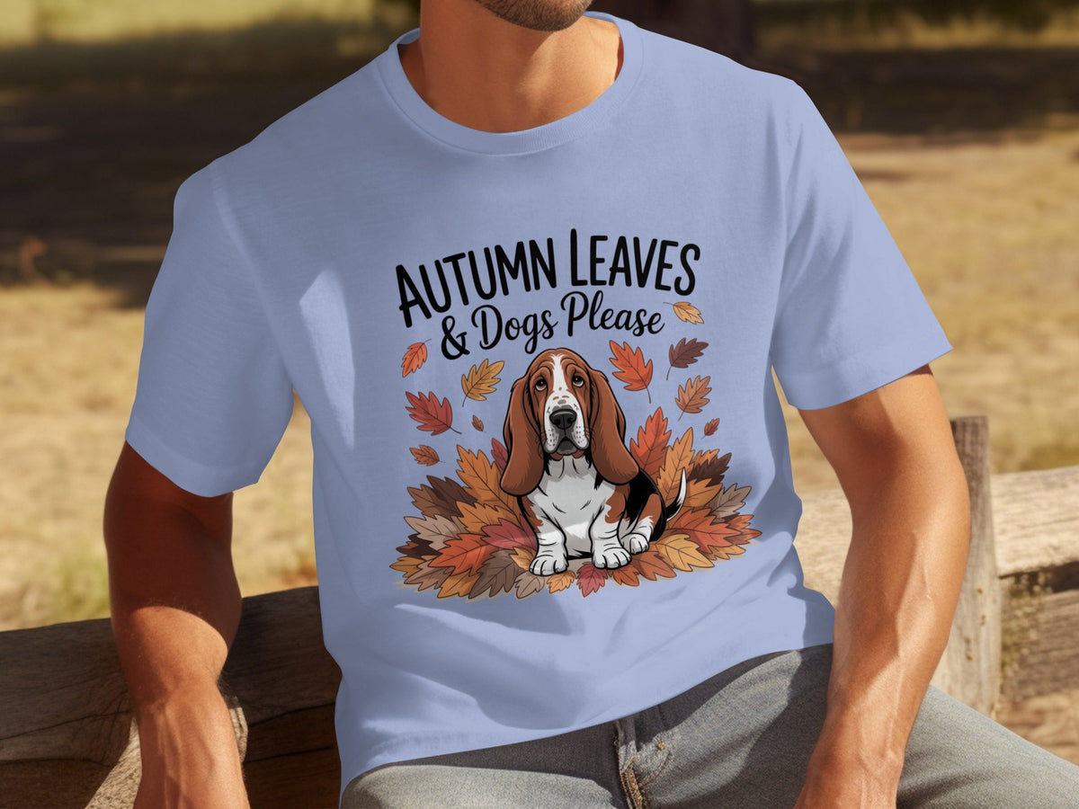 Autumn Leaves and Dogs Please Basset Hound Funny T-Shirts