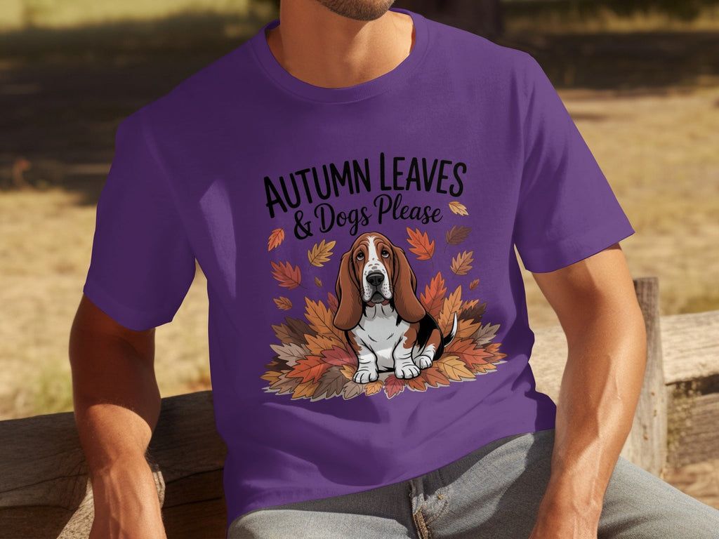 Autumn Leaves and Dogs Please Basset Hound Funny T-Shirts