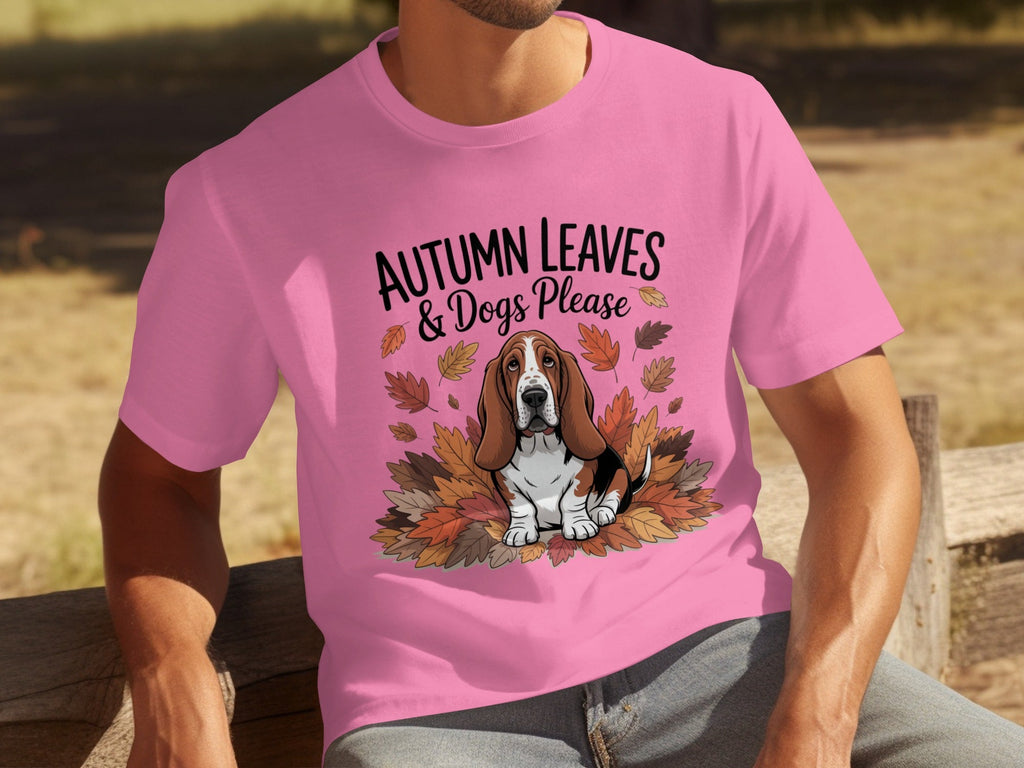 Autumn Leaves and Dogs Please Basset Hound Funny T-Shirts