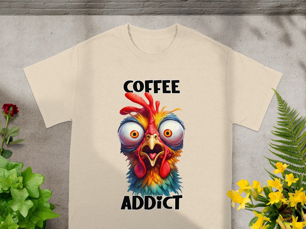 Crazy Chicken Coffee Addict Cartoon Funny T-Shirts product image 4