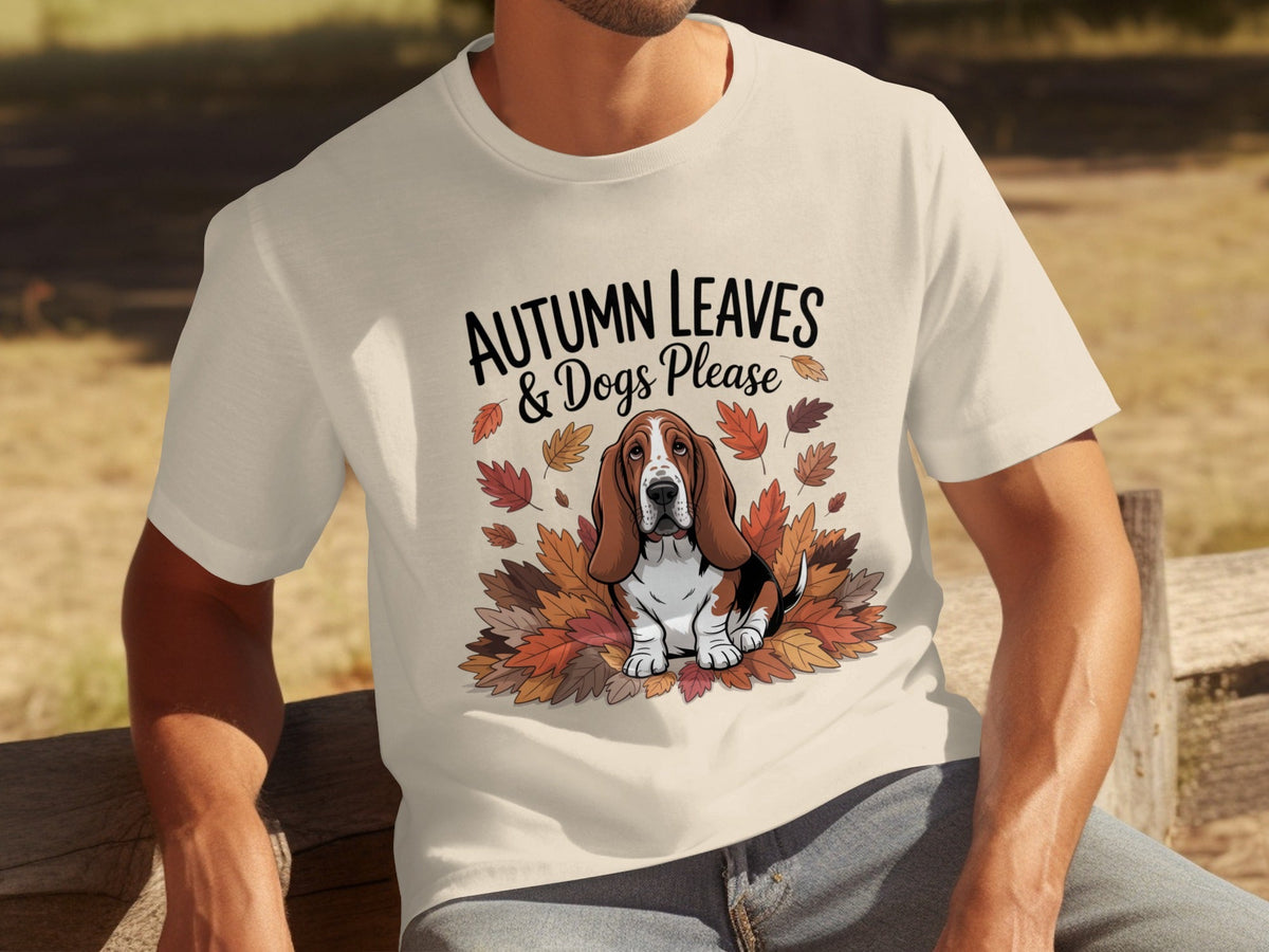 Autumn Leaves and Dogs Please Basset Hound Funny T-Shirts