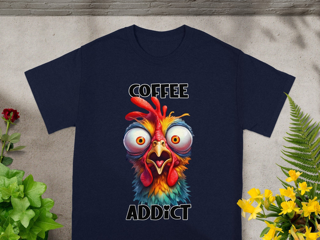 Crazy Chicken Coffee Addict Cartoon Funny T-Shirts product image 3