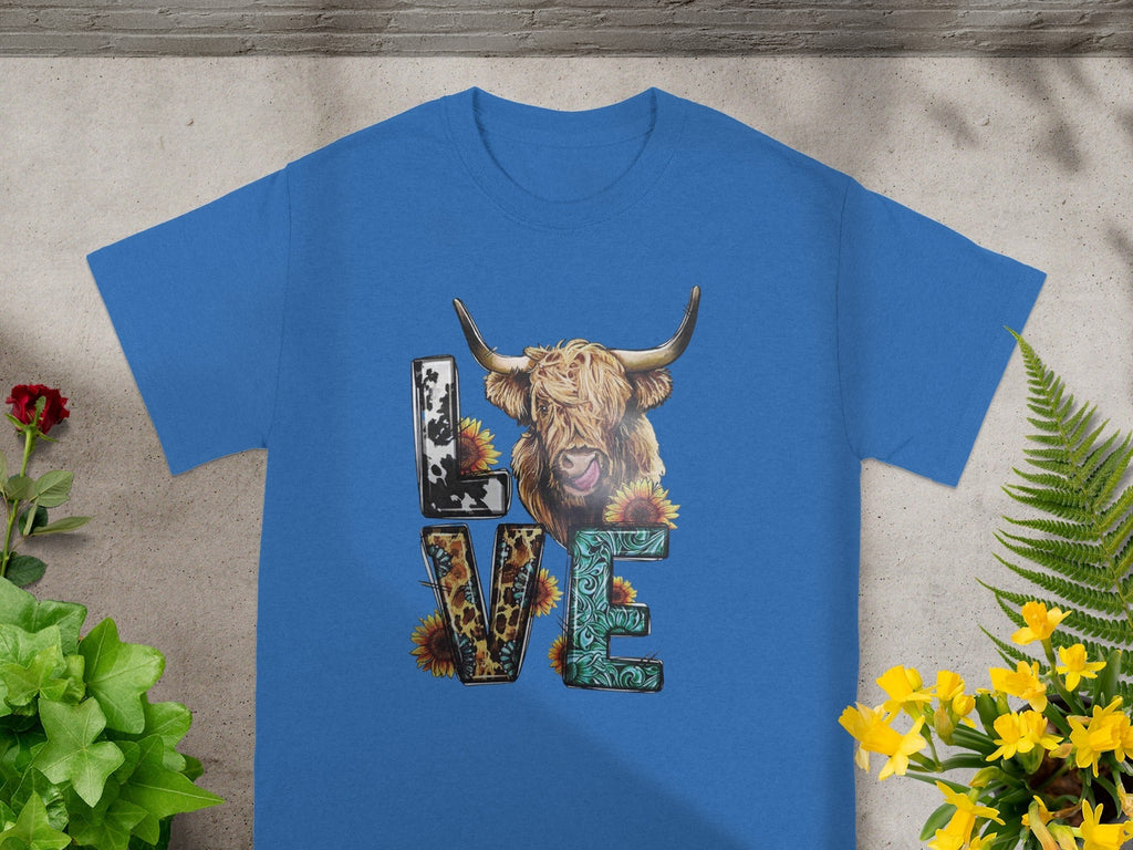 Cow Love Letters with Sunflowers Funny Graphic Design T-Shirts