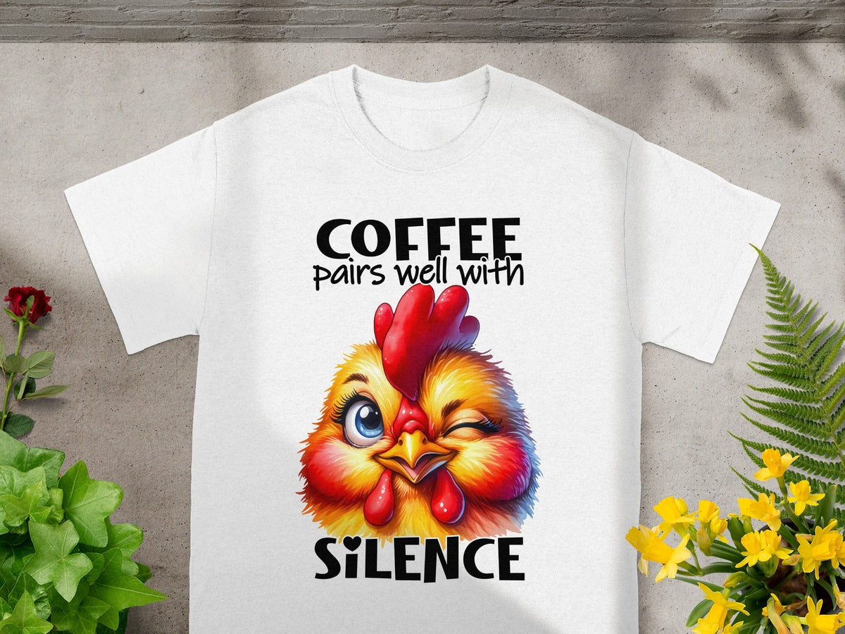 Coffee Pairs Well With Silence Chicken Funny Animal T-Shirts